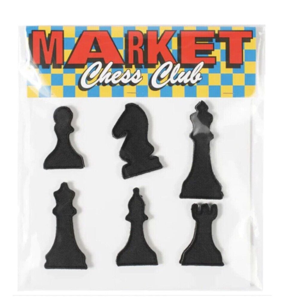 Market CHESS CLUB Clothing Patches Black Detachable Chess Pieces NEW